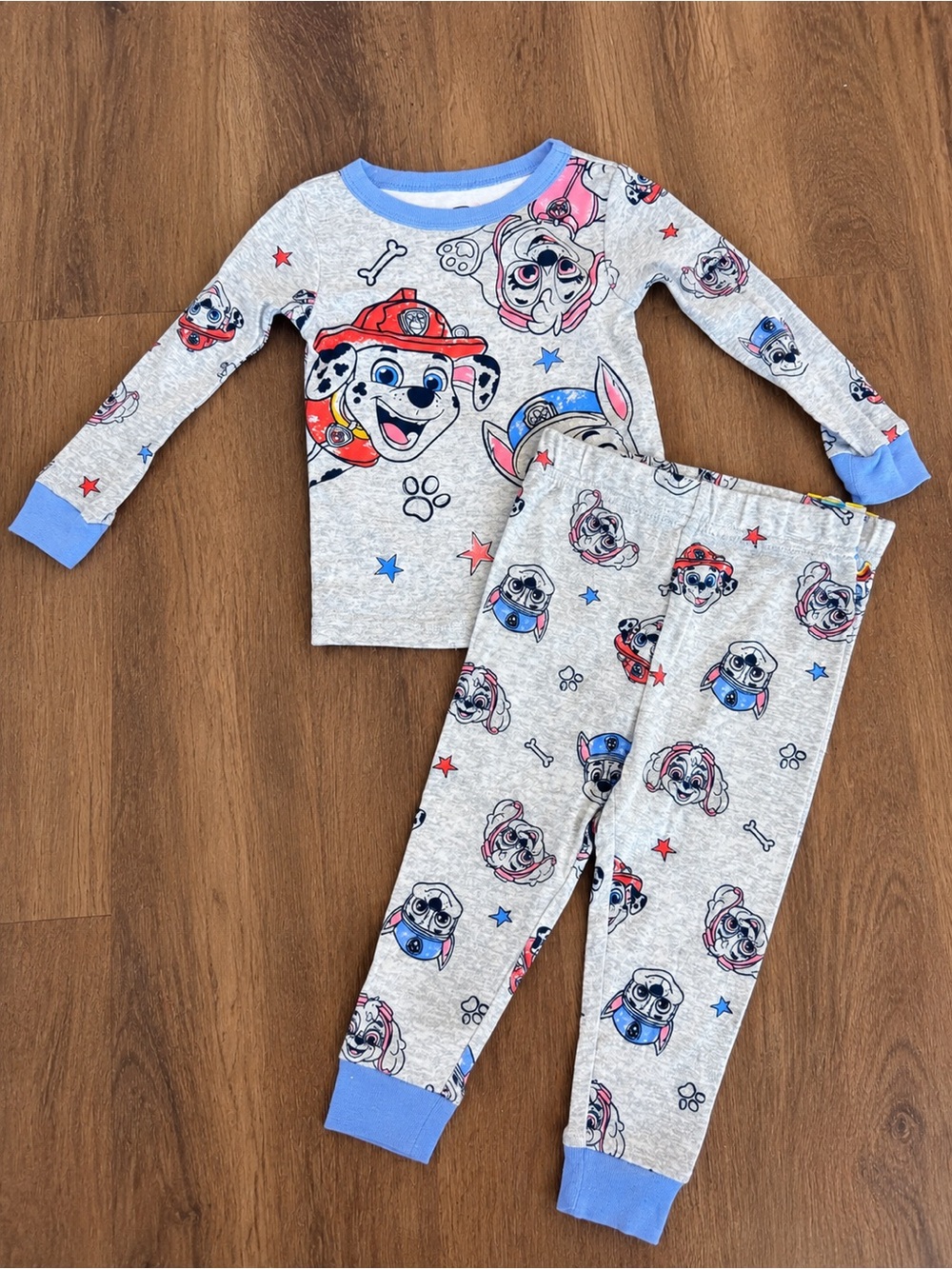 Paw Patrol Kids Gray & Blue Character Long Sleeve Pajama Set